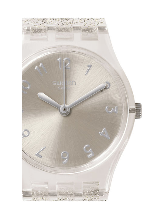 Swatch Silver Glistar Too Γυναικείο Ρολόι Μπαταρίας με Λευκό Καουτσούκ Λουράκι