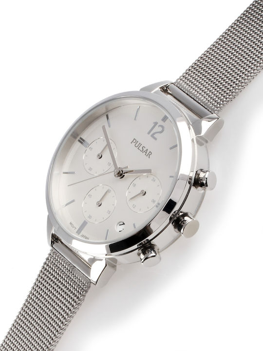 Pulsar Women's Watch Chronograph with Silver Metal Bracelet