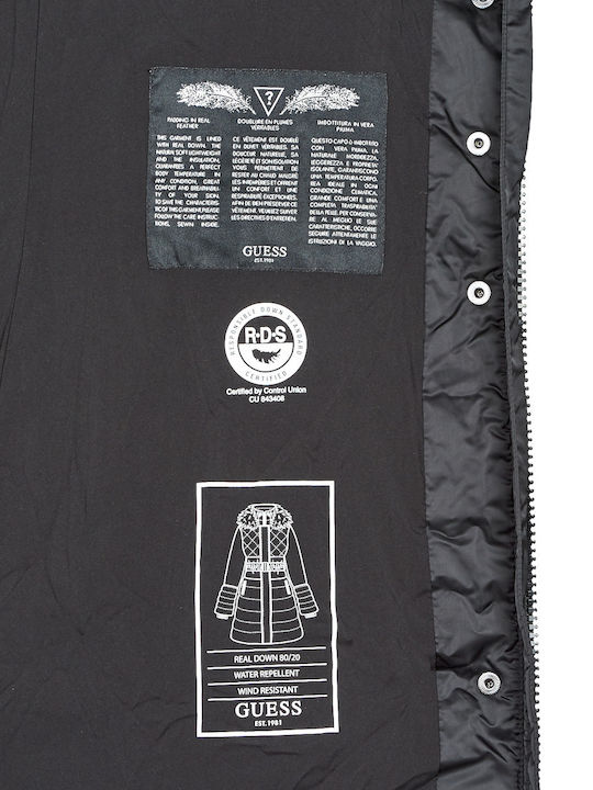 Women's Long Puffer Jacket for Winter with Hood Black