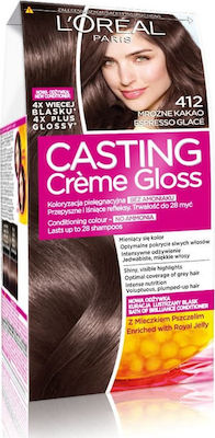 L'Oreal Paris Casting Creme Gloss Set Hair Dye no Ammonia Hair Color 412 Iced Cocoa 48ml