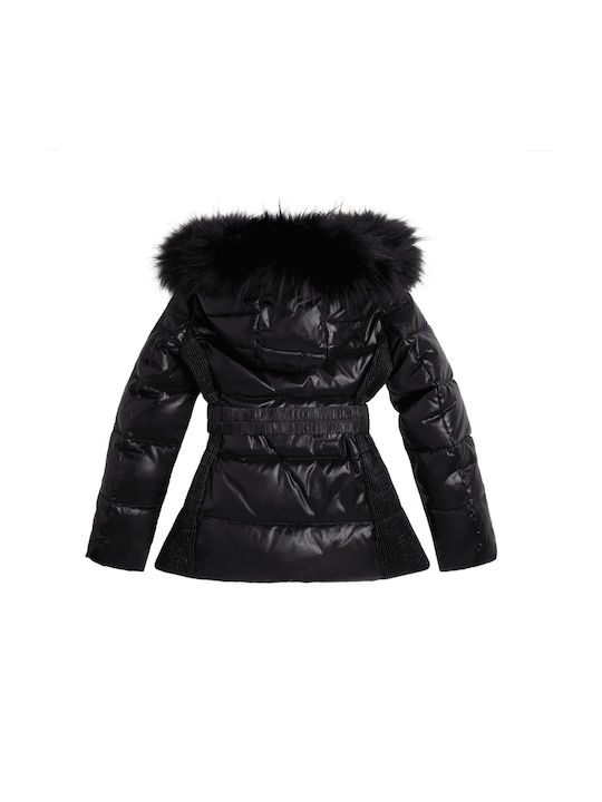 Guess Kids Quilted Jacket short Hooded Black