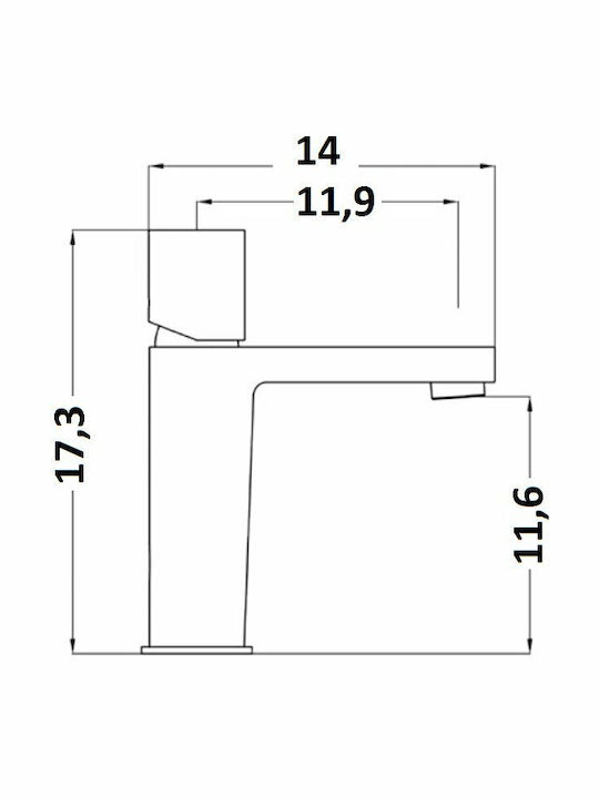 Pentagono Gamma Κοντή Αναμεικτική Μπαταρία Νιπτήρα Chrome