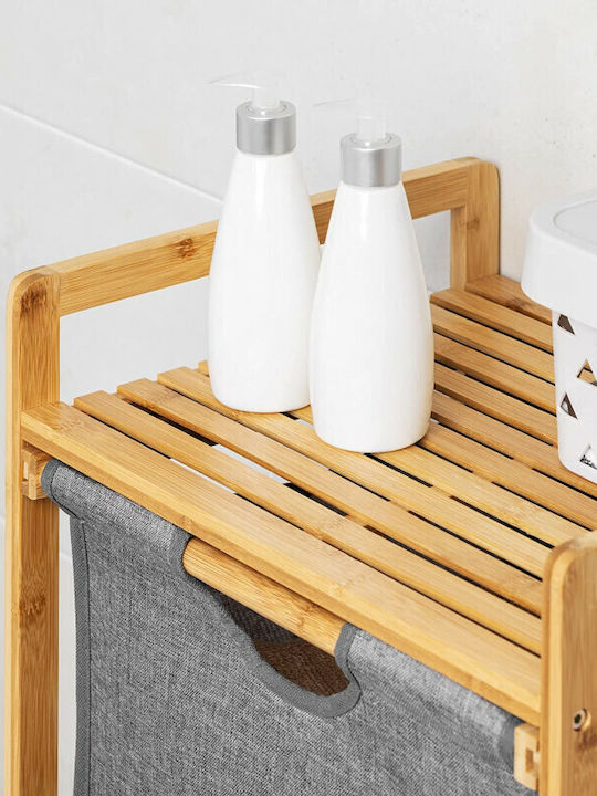 Navaris Boden Badezimmerregal Bamboo mit 3 Regalböden 44x33x96cm Gray