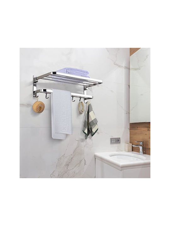 Next Wall-Mounted Bathroom Shelf Unit with 9 Positions ​80x18.6cm Inox Silver