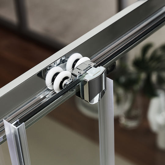 Axis Bath Slider Shower Screen Bathtub with Sliding Door 167-171x140cm Clear Glass Chrome