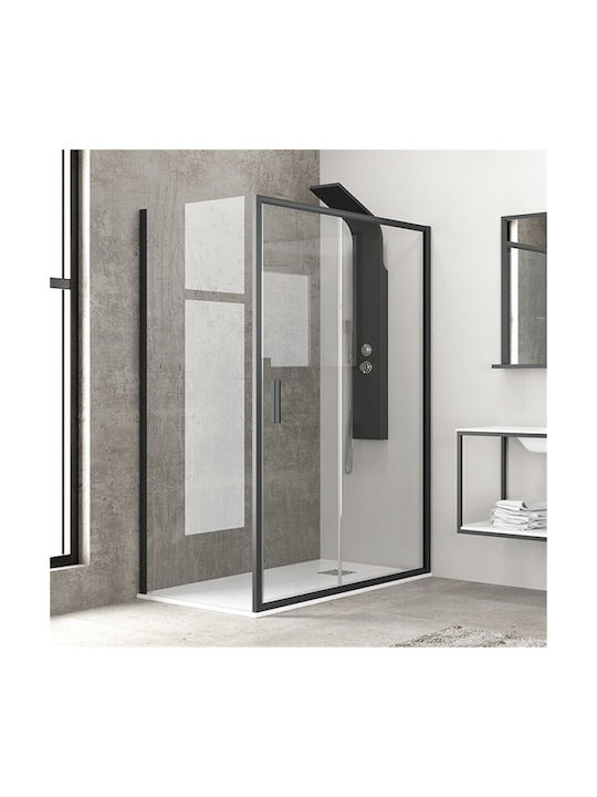 Karag Efe 100 NR-10 Cabin for Shower with Sliding Door 80x110x190cm Clear Glass Nero