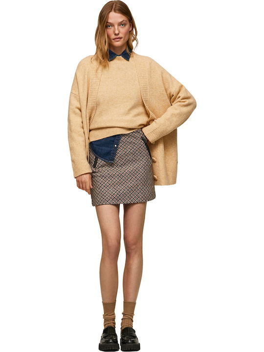 Brenda Women's Knitted Cardigan with Buttons Camel
