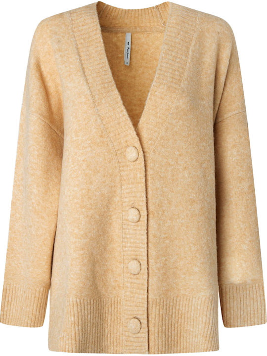 Brenda Women's Knitted Cardigan with Buttons Camel