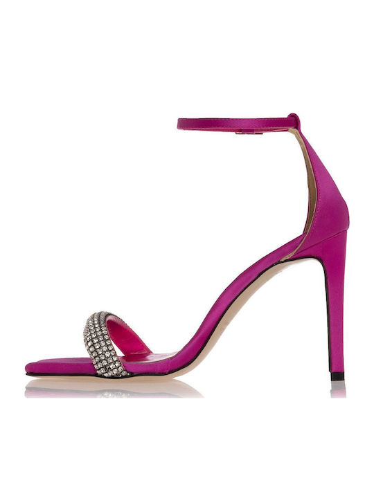 Stoff Sandalen mit Strass Fuchsie