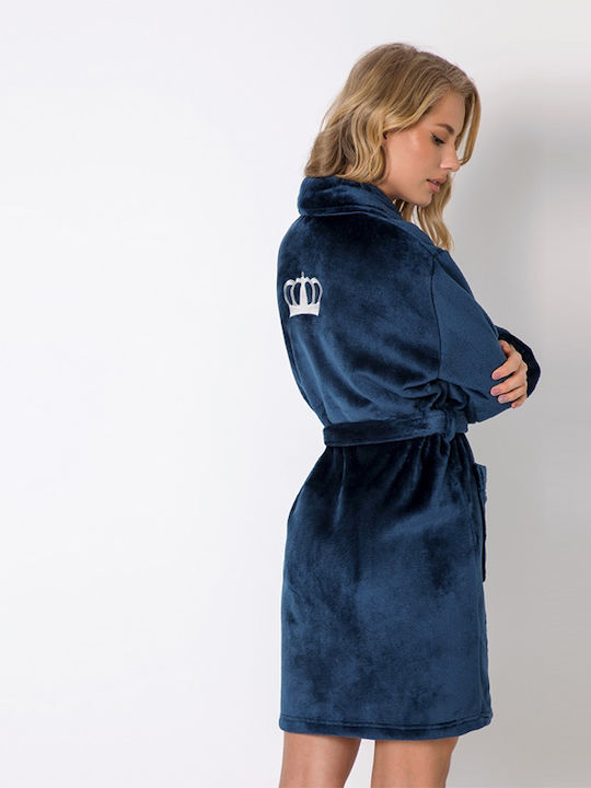 Aruelle Eve Bathrobe Fleece Women's Robe with Crown Blue EVE