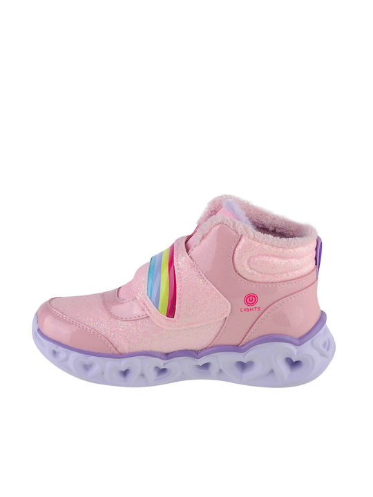 Skechers Heart Lights Παιδικά Μποτάκια με Σκρατς Ροζ