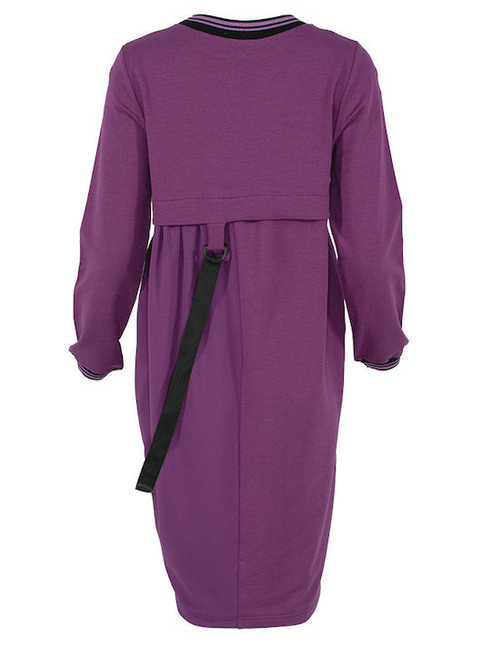 Purple Dress With Ribbon Side Ribbon