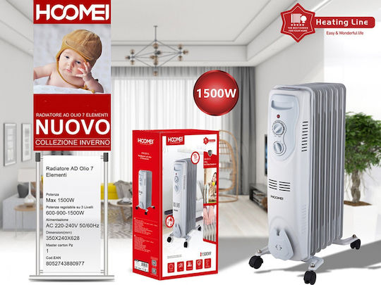 Hoomei Oil Filled Radiator with 7 Fins 1500W