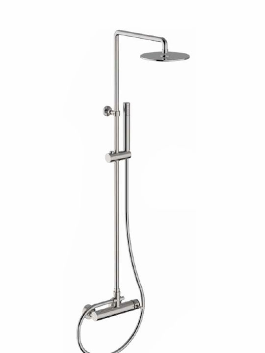 Teorema Tonda Duschsäule mit Wannenbatterie 126.3cm Silber