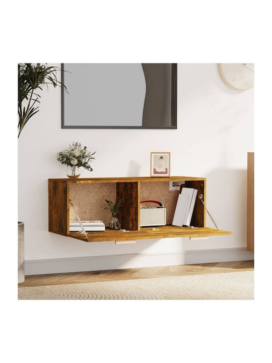 Wall-Mounted Living Room Cabinet made of Particle Board in Smoky Oak Colour 100x36.5x35cm