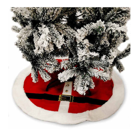 Christmas Tree Skirt Red with Velvet Texture D120cm.