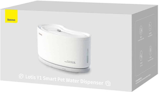 Baseus Автоматичен Поилка / Фонтан от ABS пластмаса за Куче & Котка с Основа 2.5lt в Бял Цвят