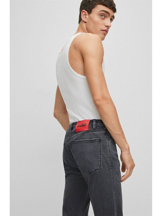 708 Ανδρικό Παντελόνι Τζιν Ελαστικό με Slim Straight Εφαρμογή Γκρι