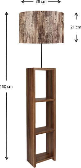 Megapap Loyd Stehleuchte H150xB38cm. mit Fassung für Lampe E27 Braun