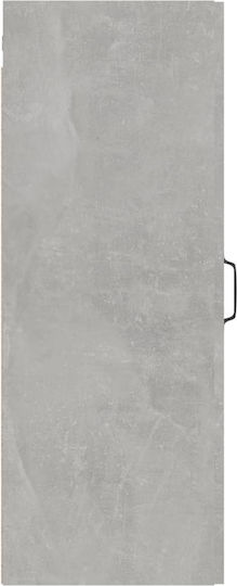 Wall Living Room Display Cabinet made of Wood & Metal with Glass Gray 69.5x32.5x90cm