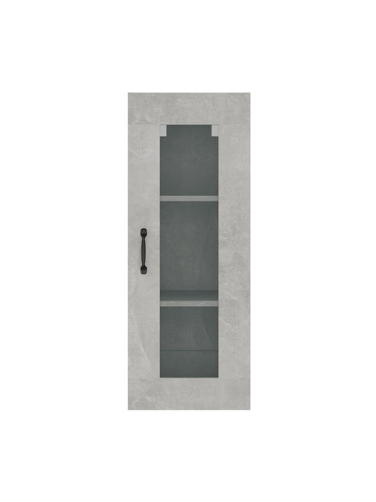 Wall Living Room Display Cabinet made of Wood & Metal with Glass Gray 69.5x32.5x90cm