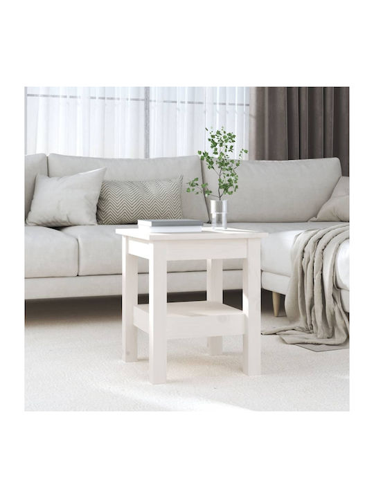 Square Solid Wood Side Table White L35xW35xH40cm