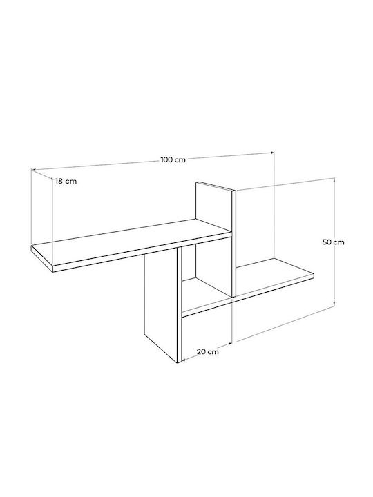 Dekoratives Wandregal 100x18x50cm aus Holz Sonoma 4.2kg