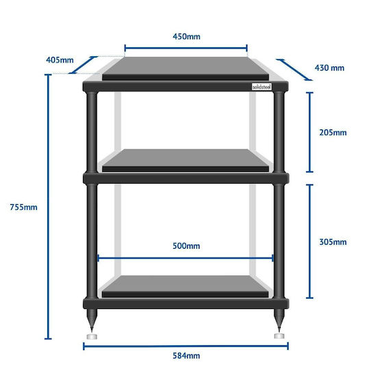 Solidsteel S5-3 Стелаж 3 нива Черен 58.4x75.5x43см