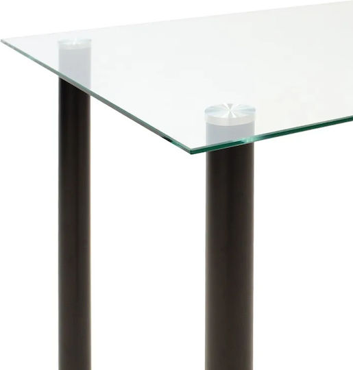 Teide Masă Bucătărie cu Suprafață Sticlată Transparent / Black 140x80x75buc