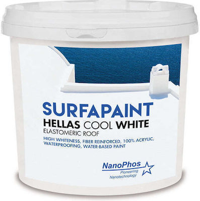 Nanophos Surfapaint Hellas Cool White Ελαστομερές Ακρυλικό Επαλειφόμενο Στεγανωτικό 10lt Λευκό