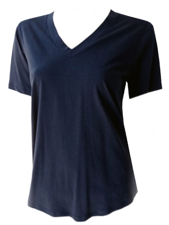 bs Damen-T-Shirt Tencel / Baumwolle Blau Premium Qualität