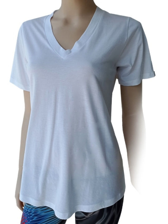bs Damen-T-Shirt Tencel / Baumwolle Weiß Premium Qualität