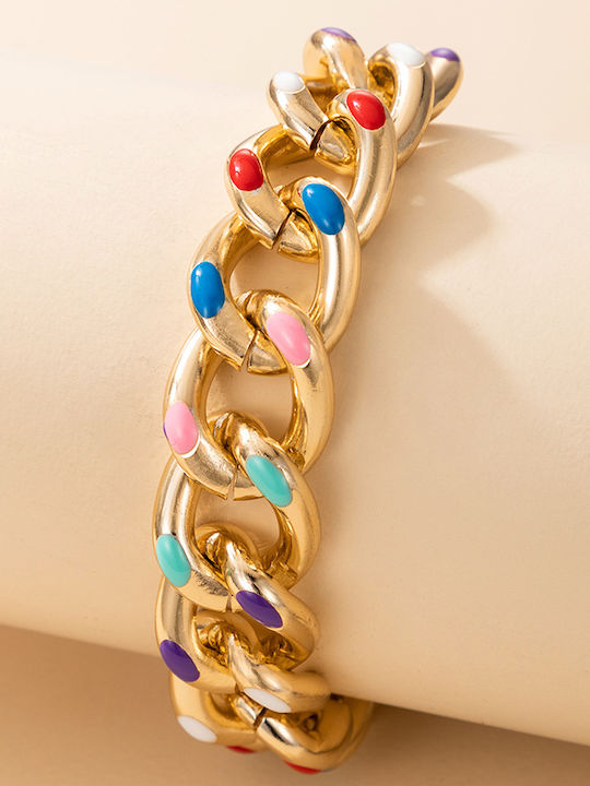 Women's Bracelet colored chain, made of brass alloy