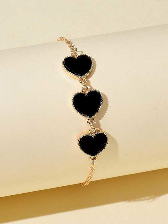 Women's heart bracelet, made of gold plated brass alloy