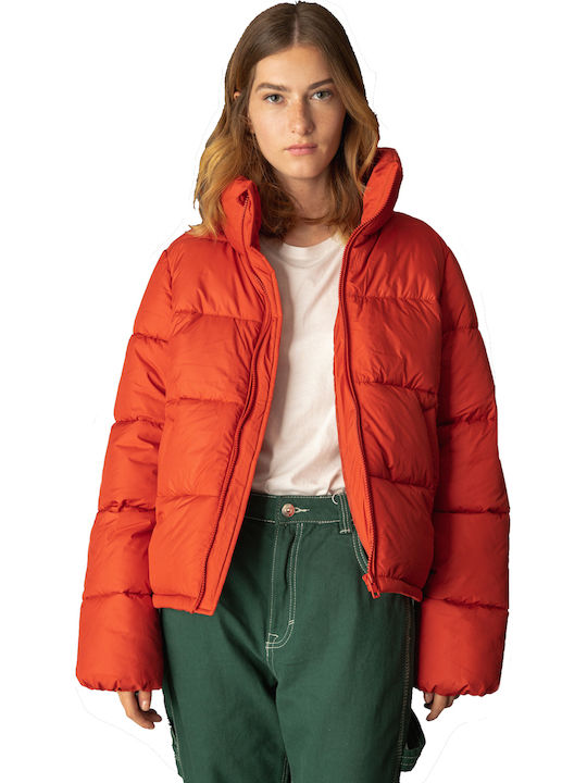 Κοντό Γυναικείο Puffer Μπουφάν για Χειμώνα Coral