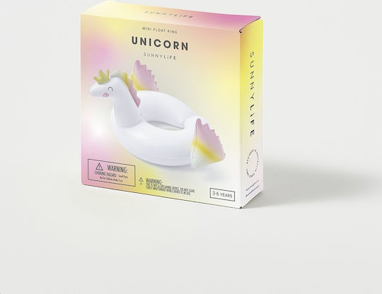 Sunnylife Inel de Înot pentru Copii Unicorn cu Diametru 60cm. pentru 3-6 Ani Alb S2LKIDUN