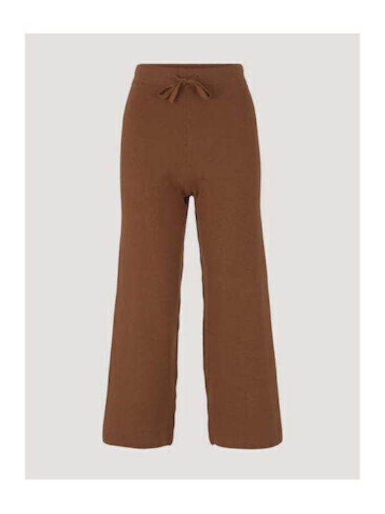 Women's High-waisted Fabric Trousers in Relaxed Fit Brown