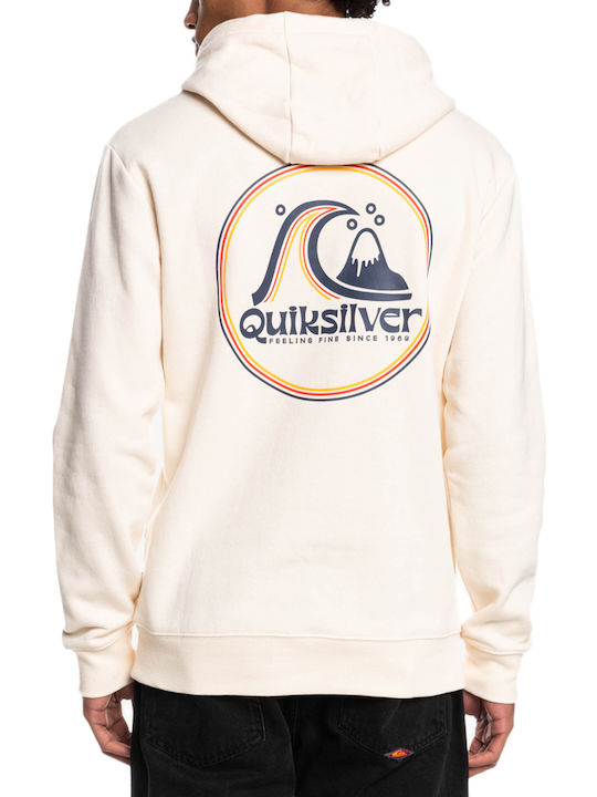 Quiksilver Ανδρικό Φούτερ με Κουκούλα και Τσέπες Λευκό