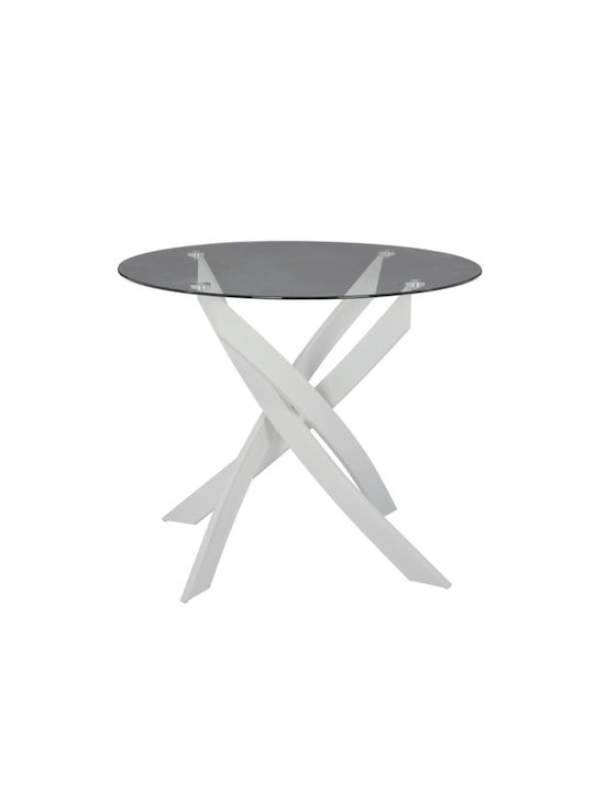 Hekla Table Kitchen with Glass Surface Gray 90x90x74cm