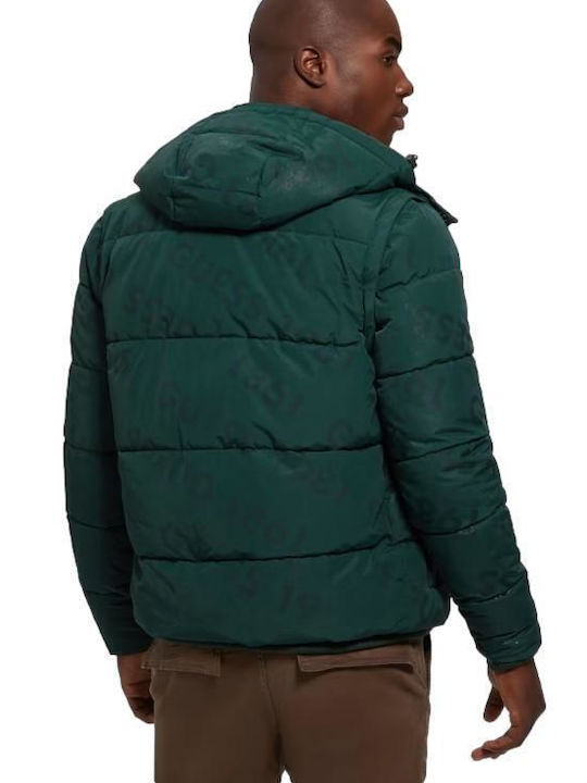 Guess Geacă pentru bărbați de iarnă Puffer Verde