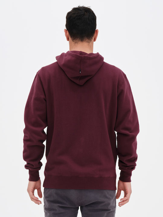 Basehit Herren Sweatshirt mit Kapuze und Taschen Burgundisch