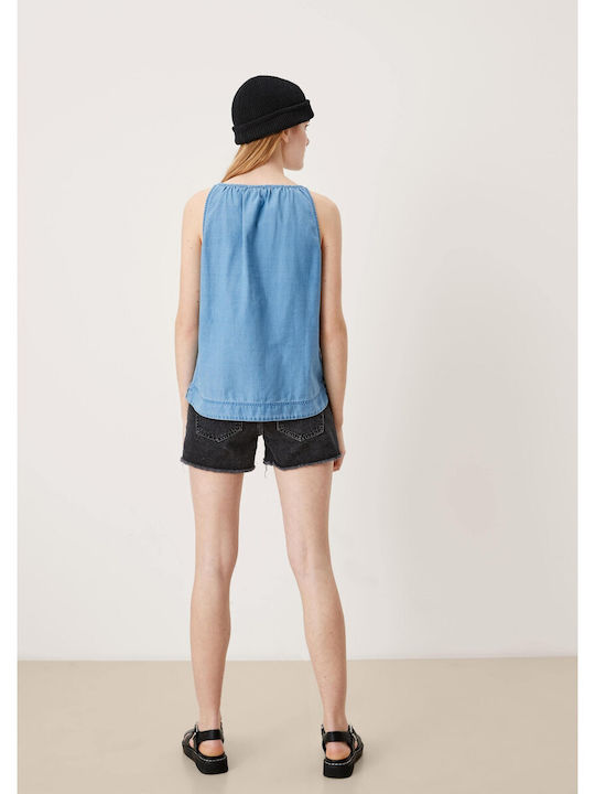 S.Oliver Women's Summer Blouse Cotton Sleeveless Blue