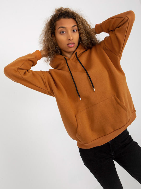 Rue Paris Women's Hooded Sweatshirt Brown