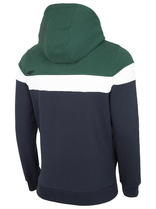 4F Men's Sweatshirt Jacket with Hood and Pockets Multicolour