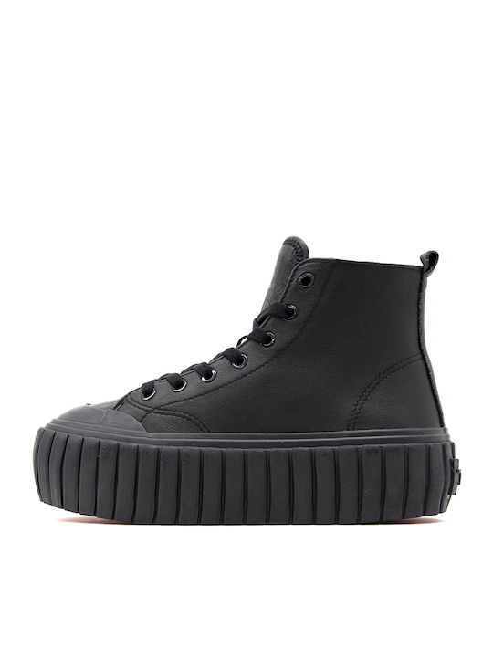 S-Hanami Damen Flatforms Stiefel Schwarz