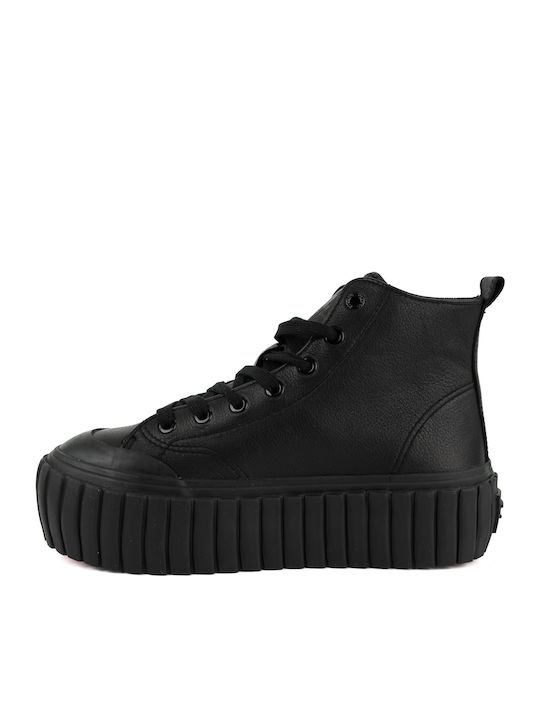 S-Hanami Damen Flatforms Stiefel Schwarz