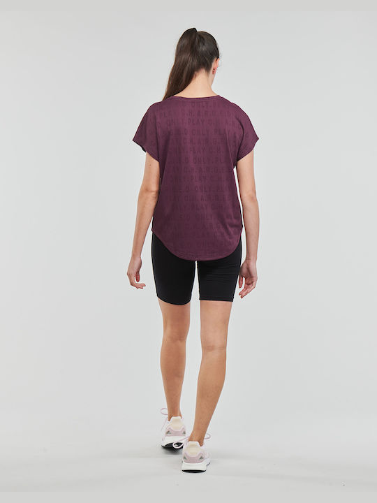 Only Women's Athletic Blouse Short Sleeve Purple