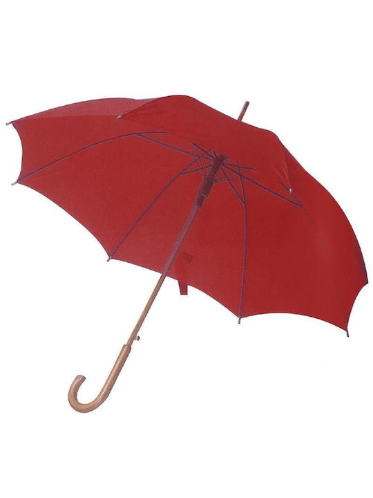 Macma Werbeatrikel Автоматична Чадър за Дъжд с бастун за ходене Червена