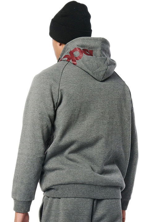 Body Action Men's Sweatshirt Jacket with Hood and Pockets Gray