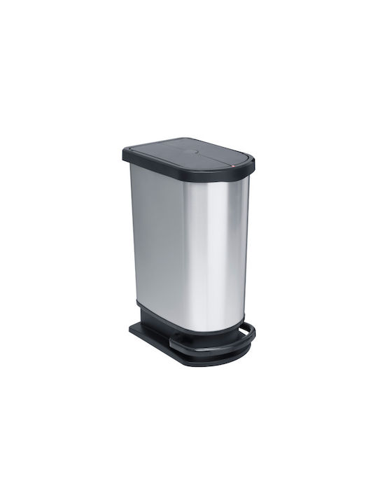 Delta Cleaning Delta Cleaning Kunststoff Mülleimer Mit Pedal Silber 50lt DC-RP50PE